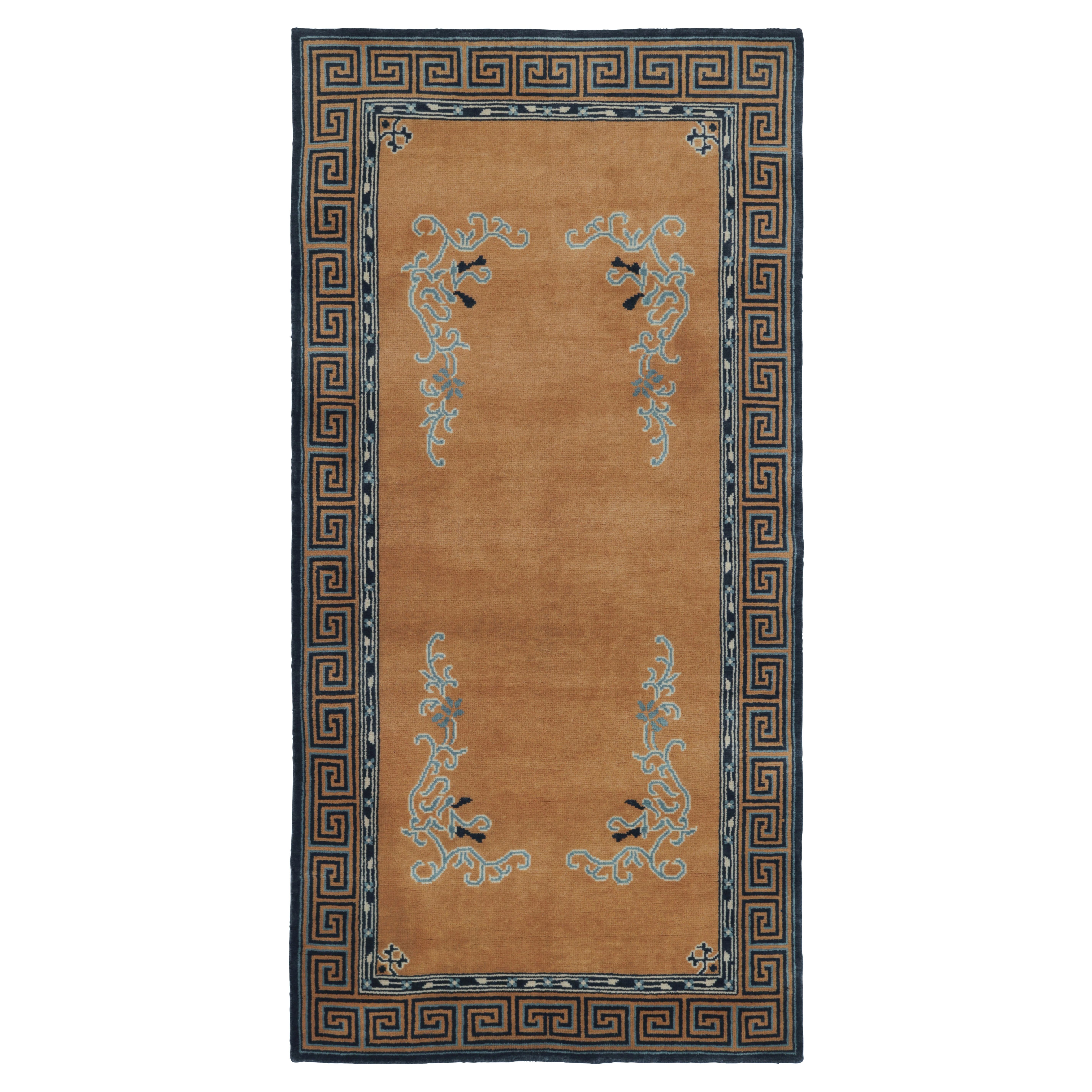 Rug 
Kilim’s Chinese Art Deco Inspired Runner Rug, Brown with Greek Key Border