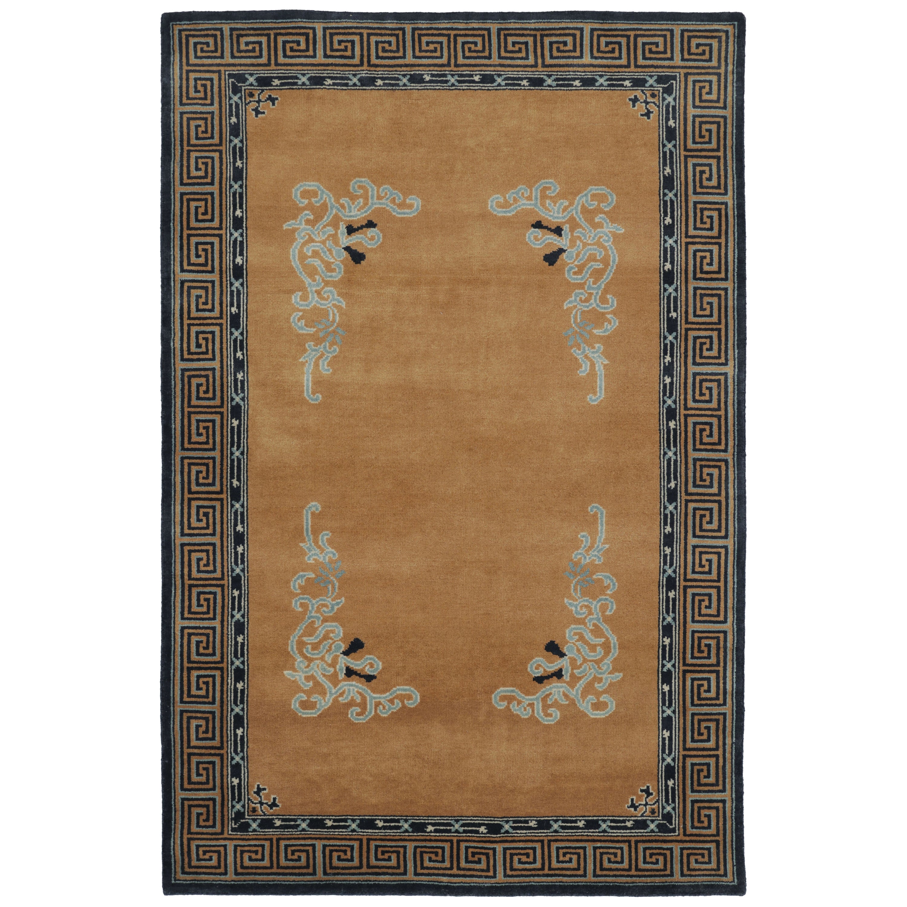 Rug
Kilim’s Chinese Art Deco Inspired Square Rug, Brown with Greek Key Border