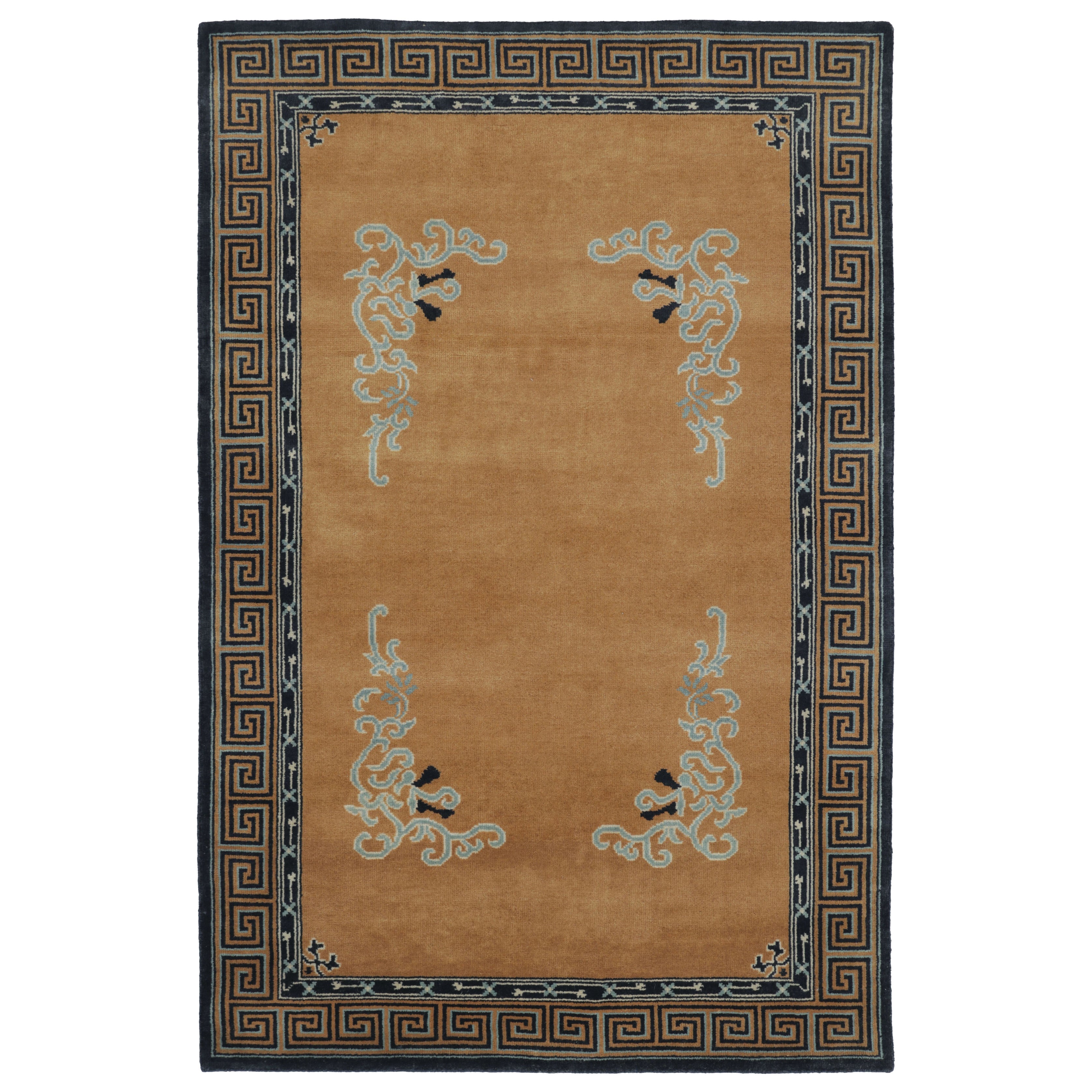 Rug 
Kilim’s Chinese Art Deco Inspired Square Rug, Brown with Greek Key Border en venta