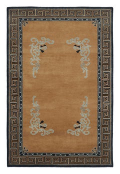 Rug 
Kilim’s Chinese Art Deco Inspired Square Rug, Brown with Greek Key Border