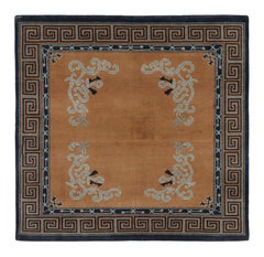 Rug 
Kilim’s Chinese Art Deco Inspired Square Rug, Brown with Greek Key Border