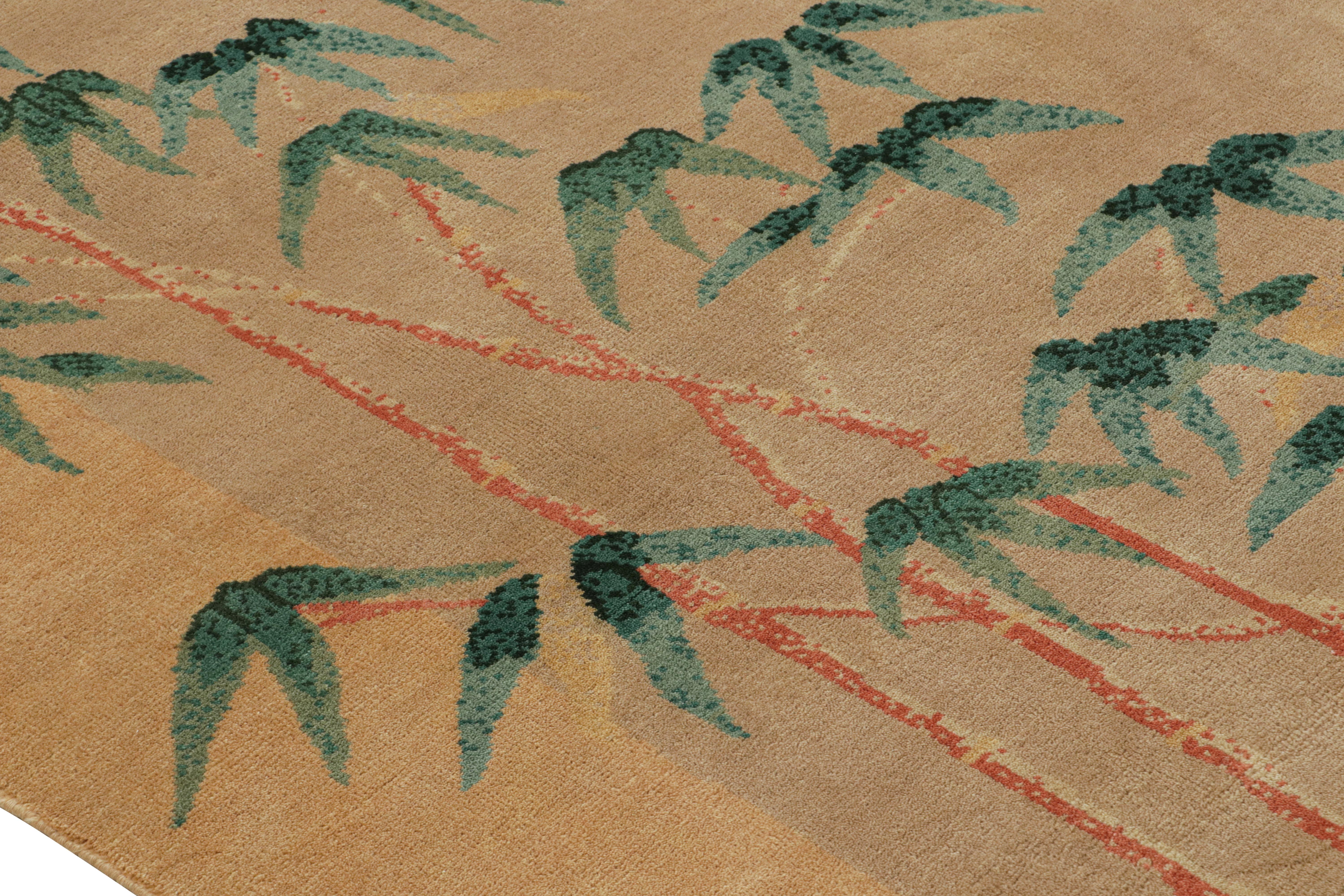 Contemporary Rug & Kilim’s Chinese Art Deco Nichols Style Rug with Floral Patterns For Sale