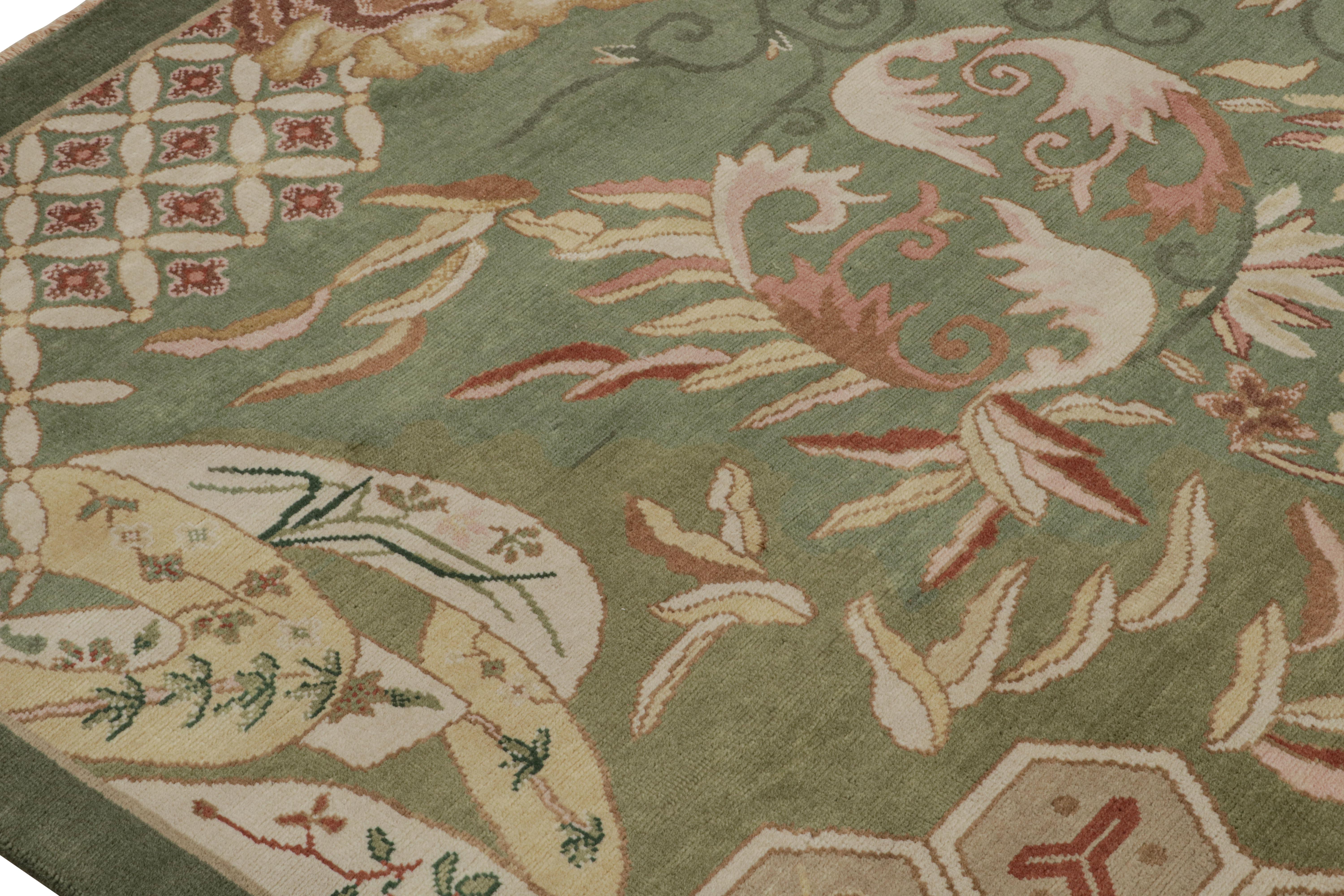 Rug & Kilim’s Chinese Art Deco Nichols Style Rug with Floral Patterns In New Condition For Sale In Long Island City, NY