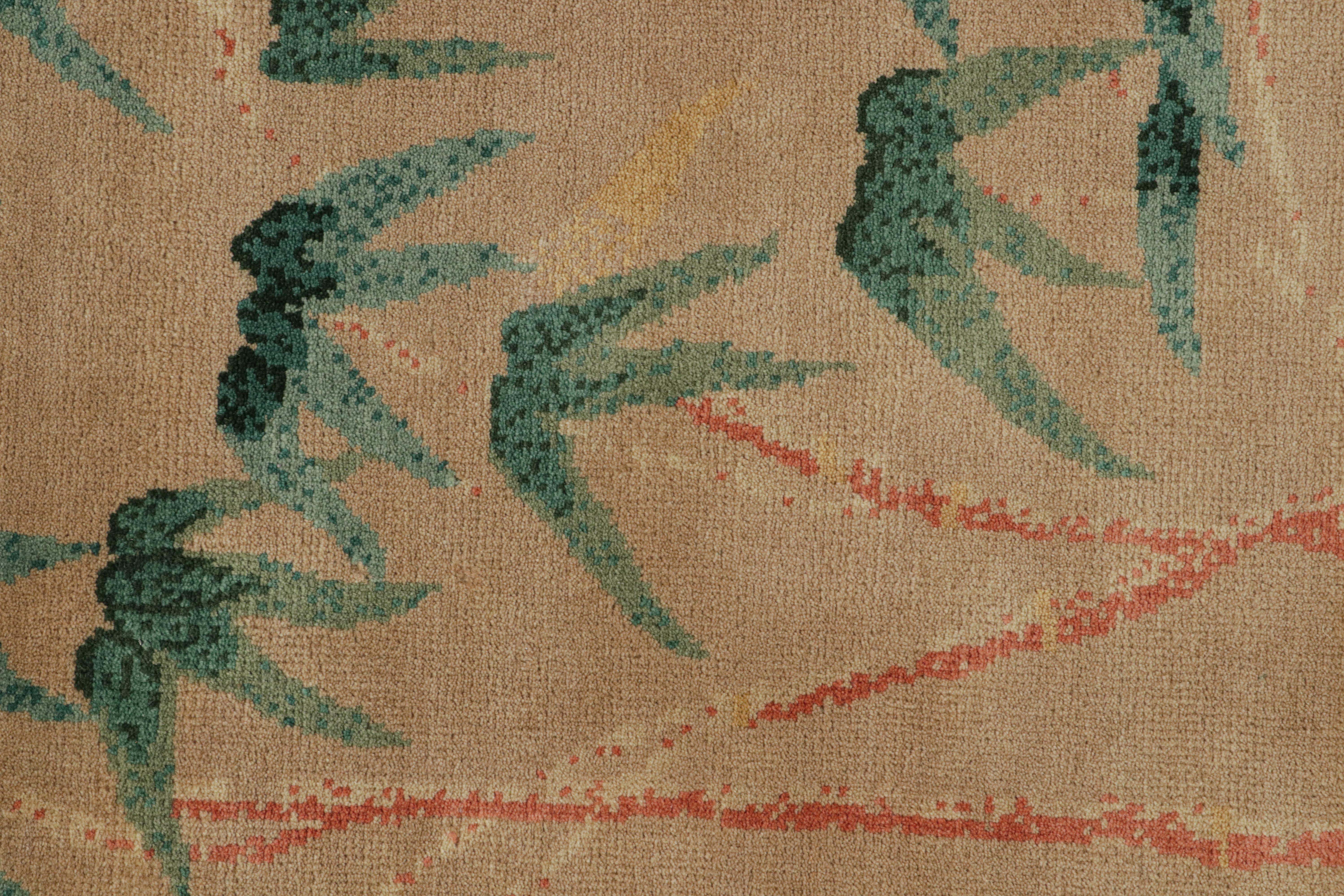 Rug & Kilim's Chinesischer Art Deco Nichols Stil Teppich mit floralen Mustern (Wolle) im Angebot