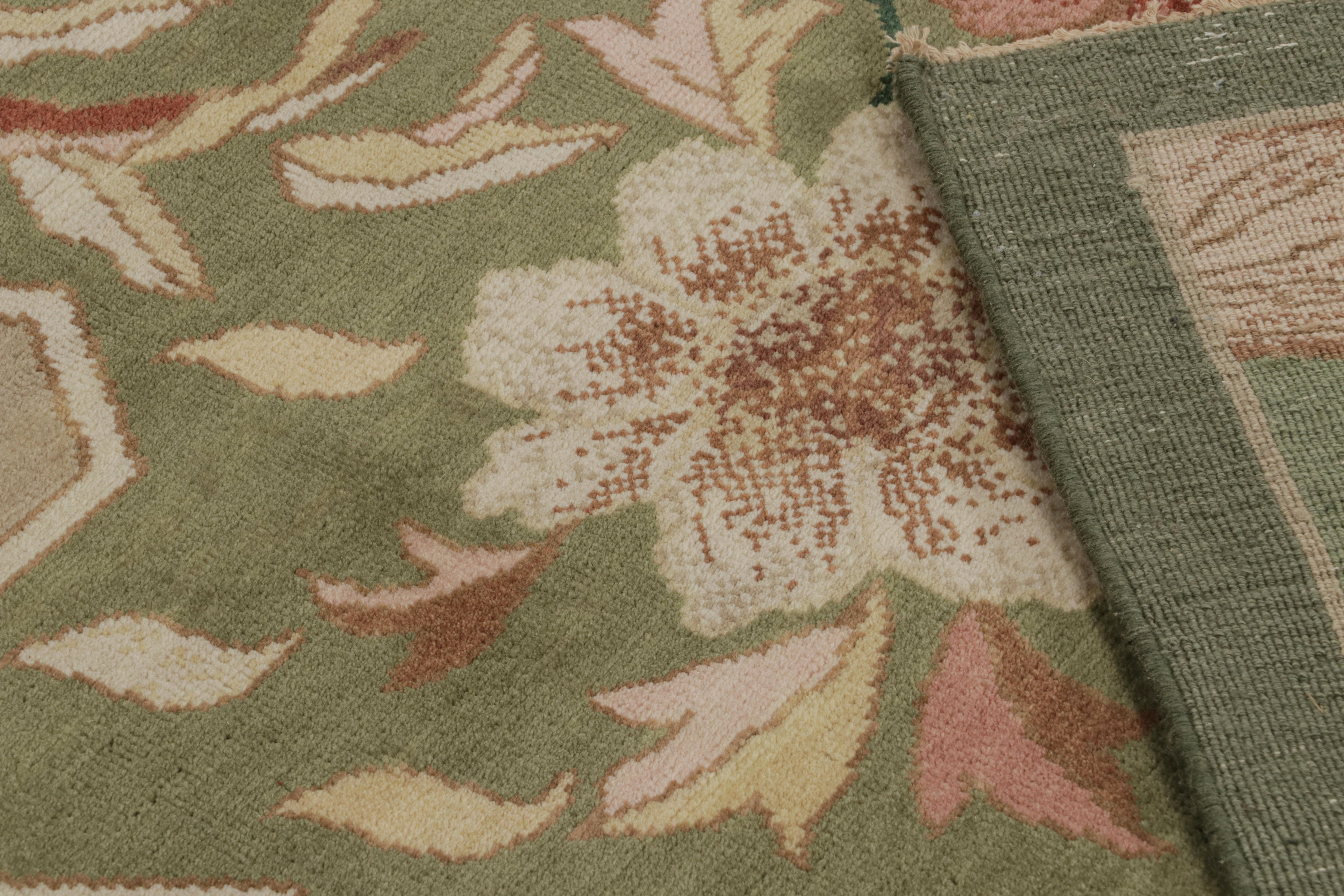 Wool Rug & Kilim’s Chinese Art Deco Nichols Style Rug with Floral Patterns For Sale