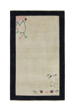 Rug & Kilim’s Chinese Art Deco Rug in Beige with Black Border
