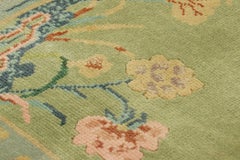 Rug & Kilim’s Chinese Art Deco Rug in Blue and Green with Floral Patterns