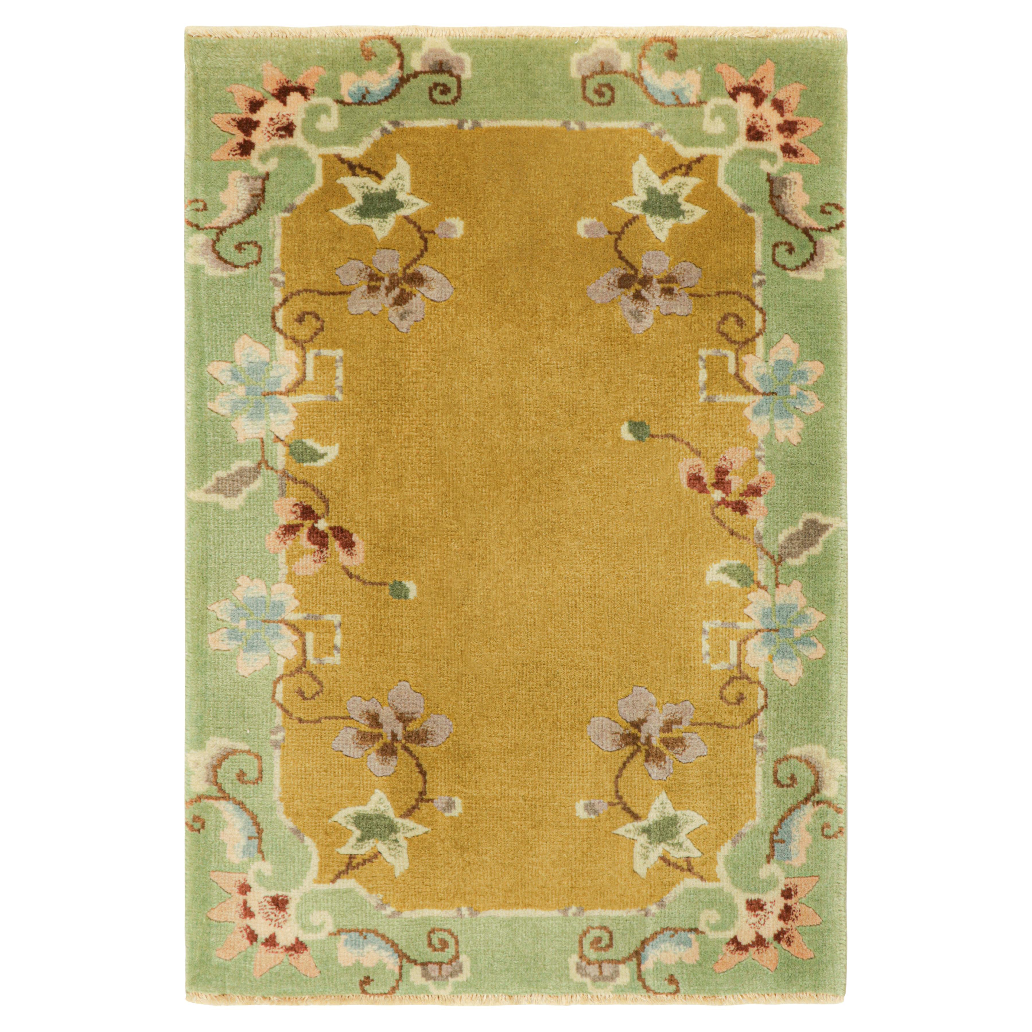 Rug
Kilim’s Chinese Art Deco Rug in Brown and Green with Floral Patterns