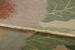 Rug & Kilim's Chinese Art Deco Rug Sample, Brown mit bunten Blumenmustern