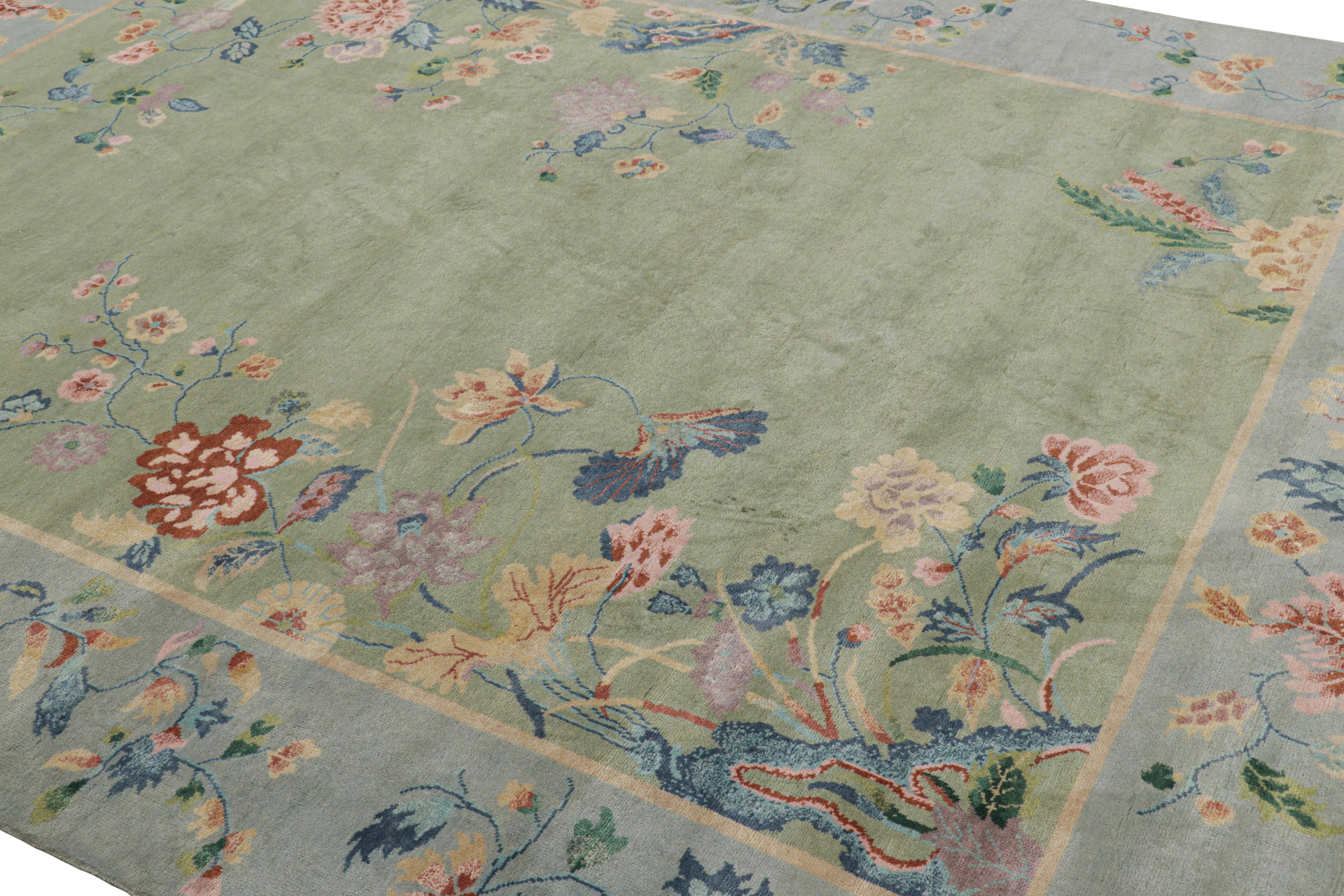 Hand-knotted in wool, this 8x10 rug by Rug & Kilim is a new addition to their Chinese Art Deco rug line. 

On the Design: 

Admirers of the craft will appreciate a subtle refinement in the texture, detail, and adaptation of this look in a current