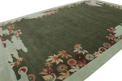 Alfombra sobredimensionada de estilo Art Déco chino Rug & Kilim en verde con motivos florales