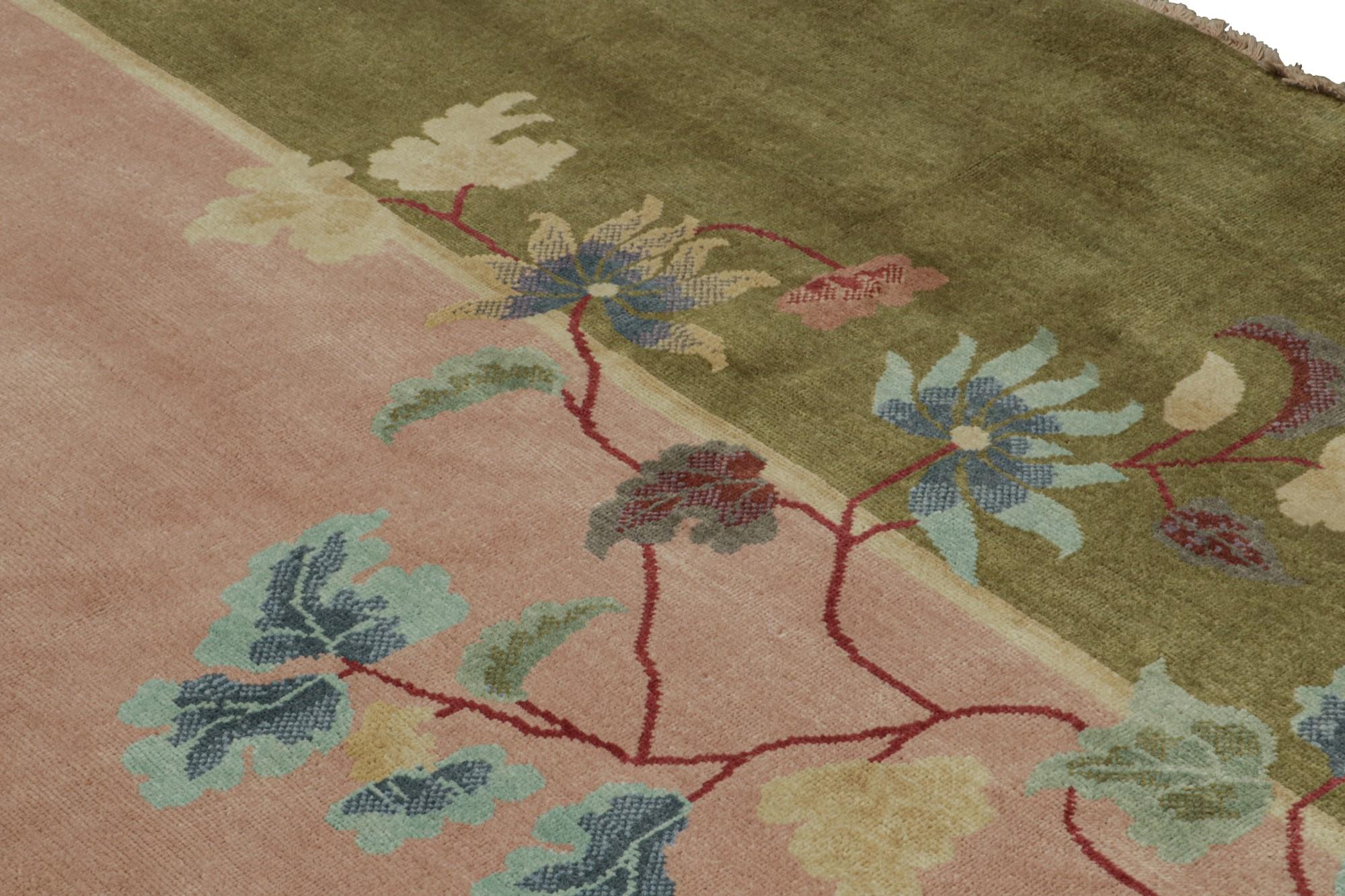 Alfombra china sobredimensionada estilo Art Déco de Rug & Kilim en rosa con motivos florales en Nuevo estado para la venta en Long Island City, NY