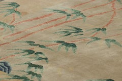 Rug & Kilim’s Chinese Art Deco Style Rug, Bamboo Floral Patterns over Gold Tones