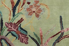 Alfombra china de estilo Art Déco Rug & Kilim, azul y verde con motivos florales