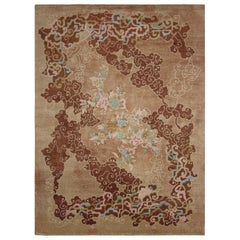 Tappeto in stile Art Deco cinese di Rug 
Kilim, marrone con nuvole e motivi floreali