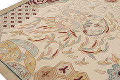 Rug & Kilim’s Chinese Art Deco Style Rug in Beige-Brown with Floral Patterns