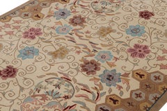 Rug & Kilim’s Chinese Art Deco Style Rug in Beige-Brown with Floral Patterns