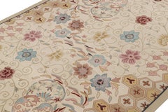 Rug & Kilim’s Chinese Art Deco Style Rug in Beige-Brown with Floral Patterns