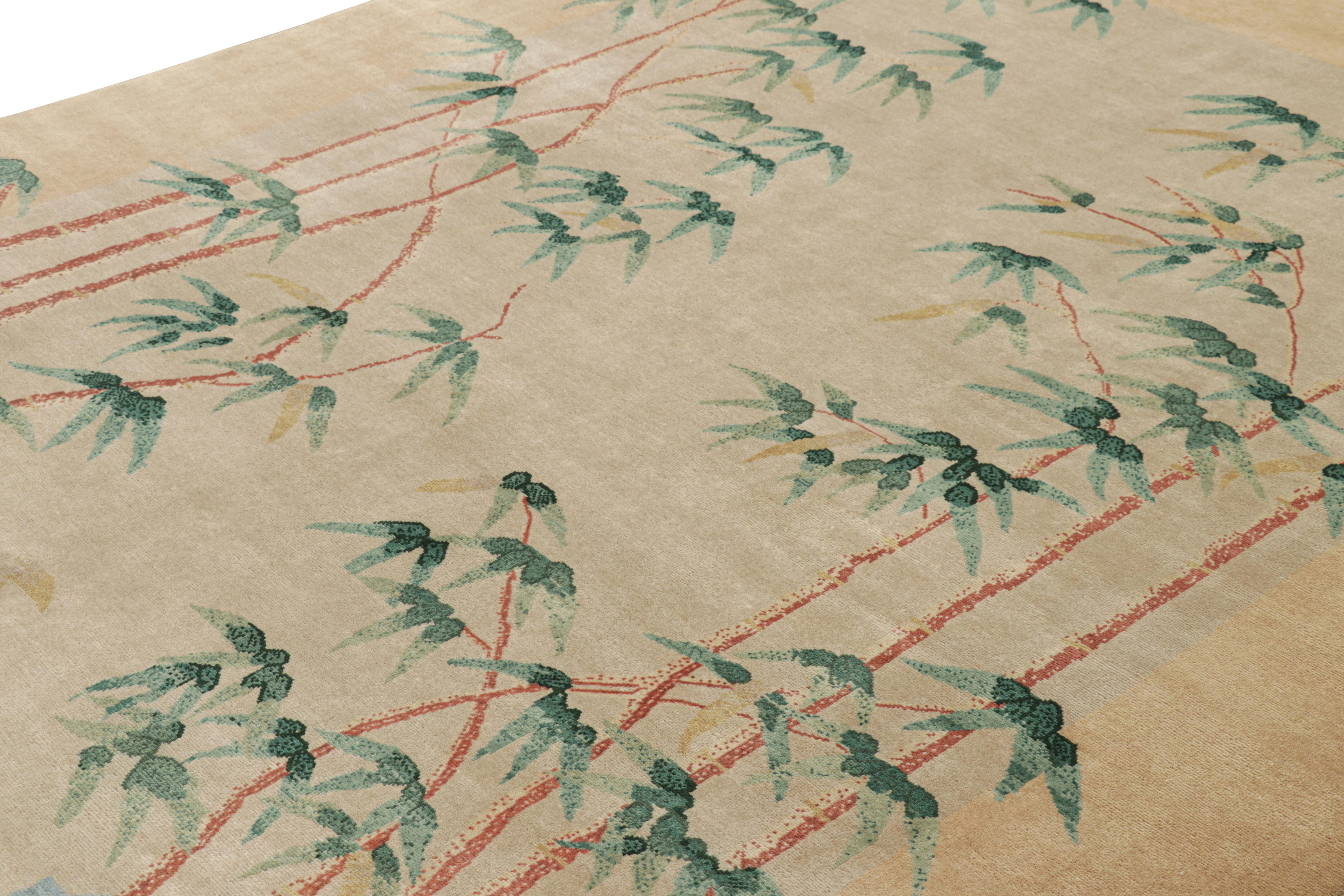 Made with hand-knotted wool, this 8x10 rug is an exciting new addition to Rug & Kilim’s Chinese Art Deco rug collection; a luxurious contemporary ode to period pieces of the 1920s Chinoiserie sensibility.

On the Design: 

This rug’s floral patterns