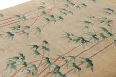 Rug & Kilim’s Chinese Art Deco Style Rug in Beige with Bamboo Floral Patterns