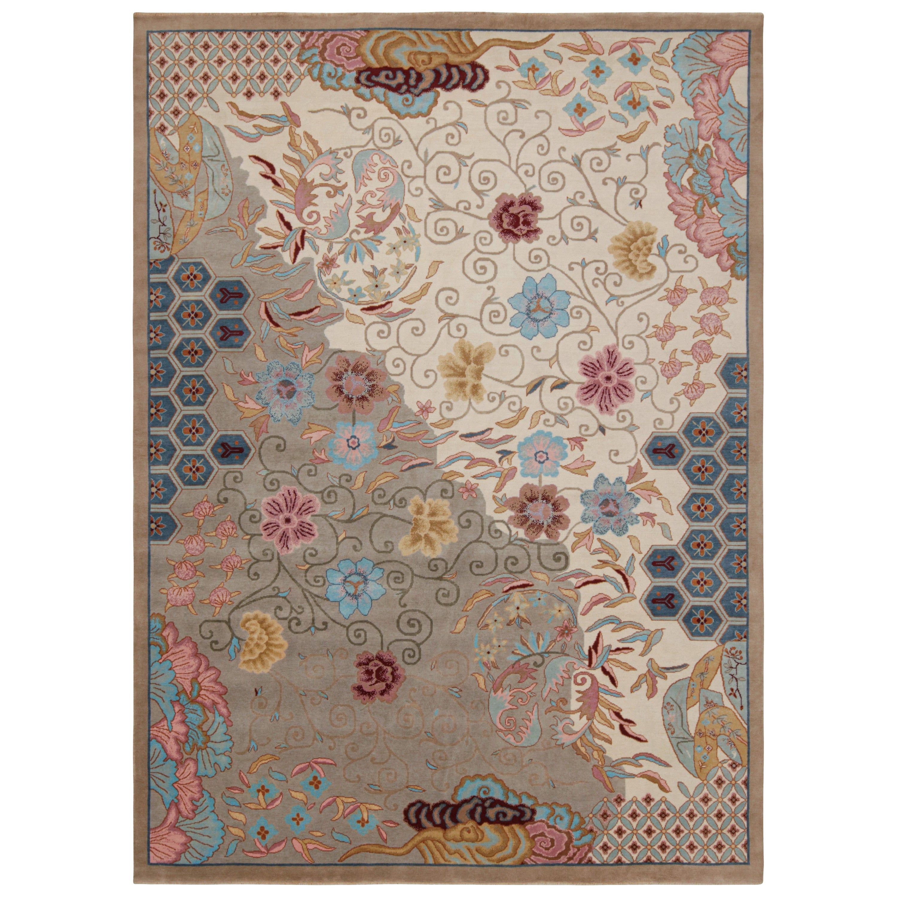 Rug
Kilim: tappeto cinese in stile Art Deco di colore beige con motivi floreali colorati