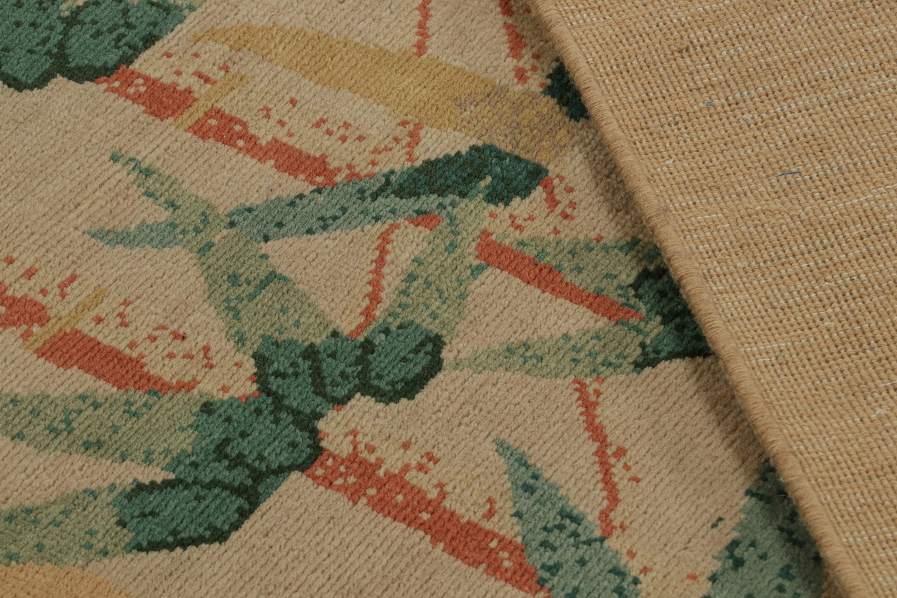 Rug & Kilim's Chinesischer Teppich im Art Deco Stil, in Beige, mit Blumenmustern (Wolle) im Angebot