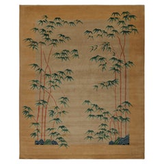 Rug & Kilim's Chinese Art Deco Style Rug, in Beige, with Floral Patterns (en anglais)