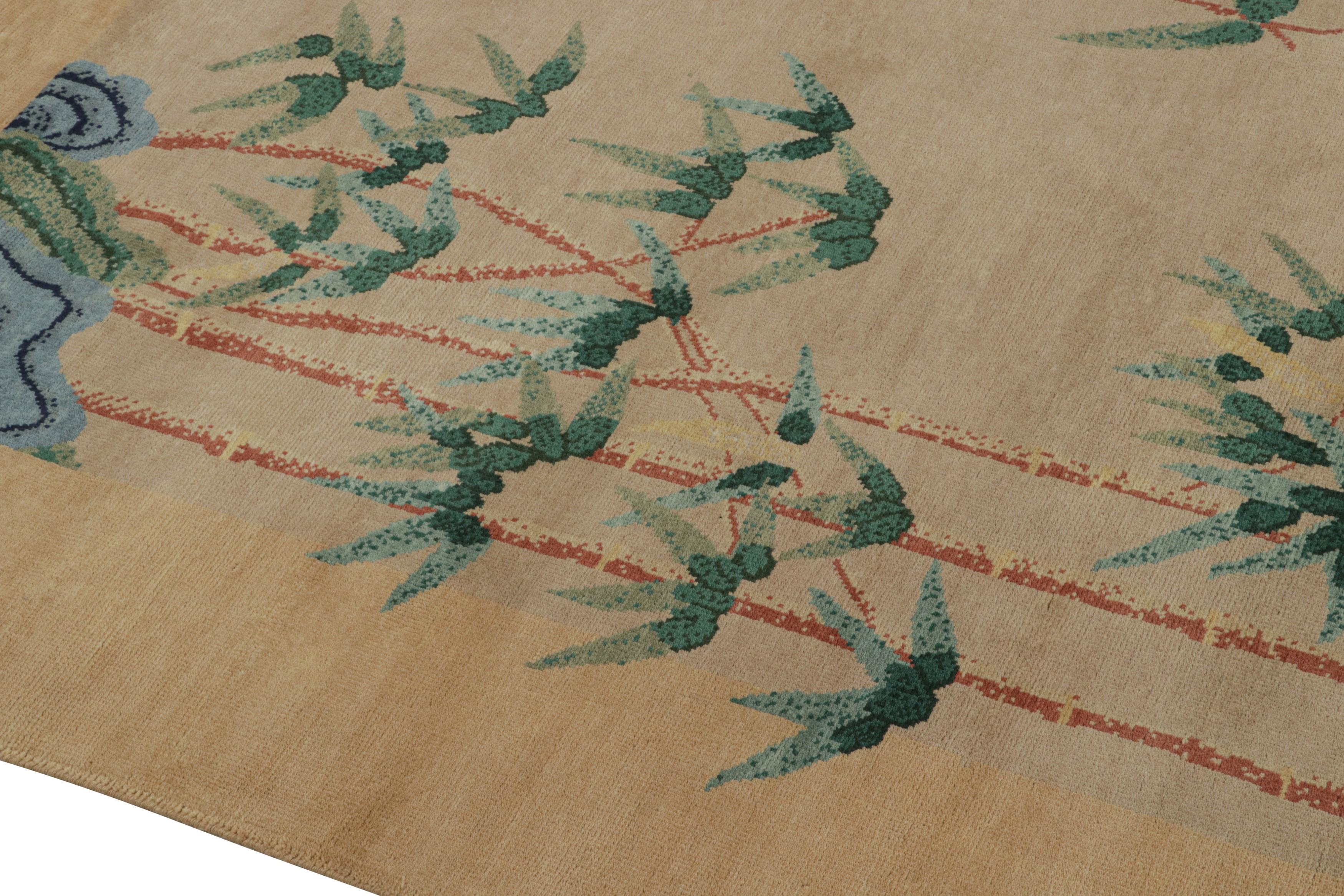 This 6x9 rug is an exciting new addition to the Art Deco rug collection by Rug & Kilim.  

On the Design: 

Hand-knotted in wool, this contemporary rug recaptures the Chinese Art Deco rug style of the 1920s. Its floral pattern enjoys a brilliant