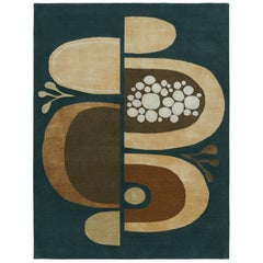 Rug & Kilim’s Chinese Art Deco Style Rug in Beige with Green and Blue Florals