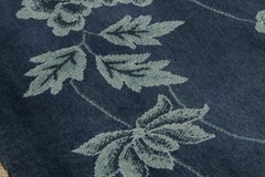 Rug & Kilim’s Chinese Art Deco Style Rug in Blue with Floral Pattern