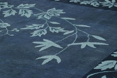 Rug & Kilim’s Chinese Art Deco Style Rug in Blue with Floral Patterns