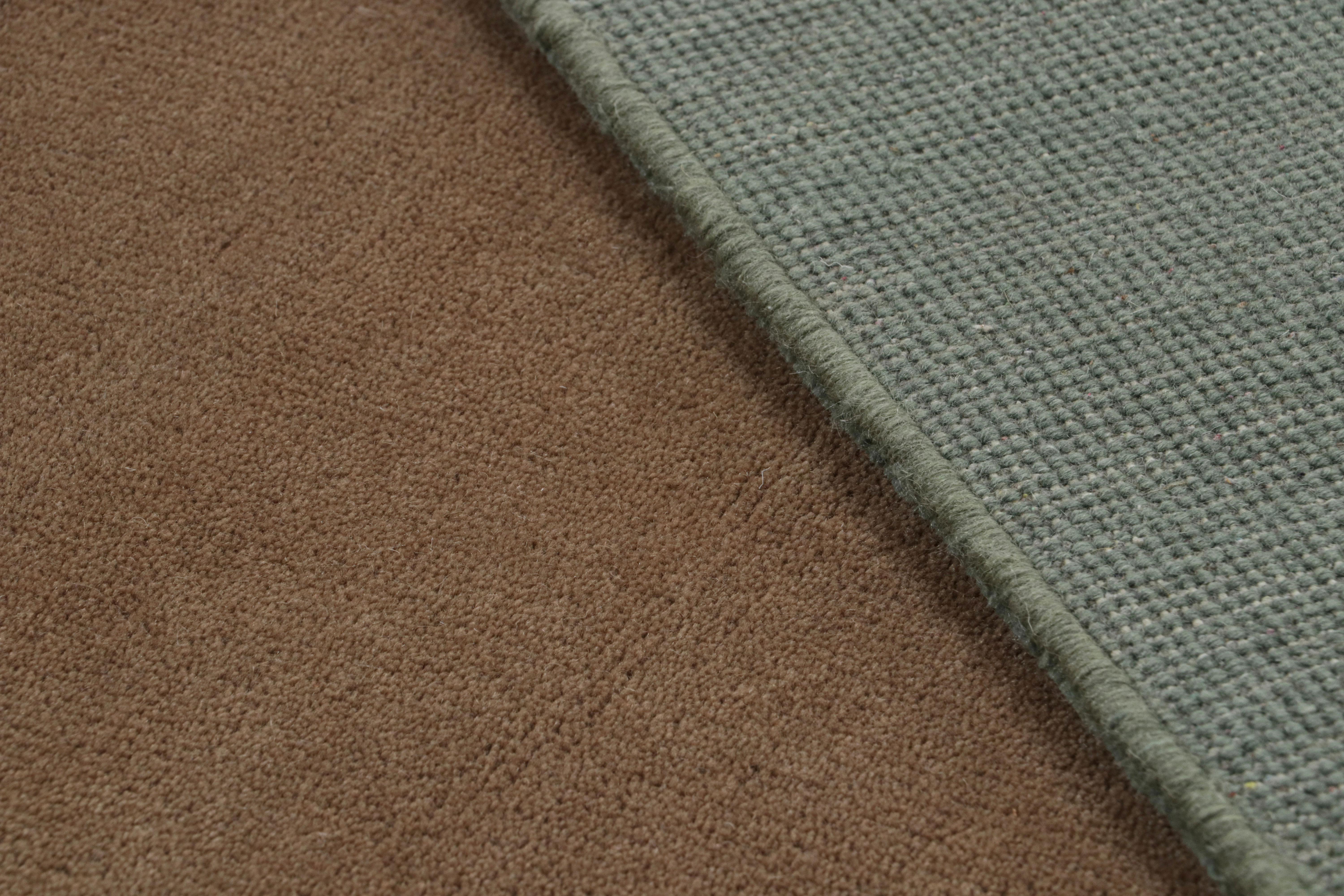 Laine Tapis chinois de style Art déco de Rug & Kilim en brun et sarcelle, avec motifs floraux en vente