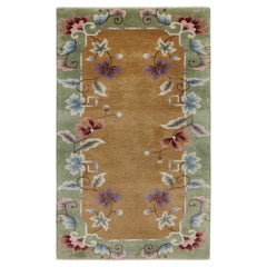 Rug 
Kilim’s Chinese Art Deco Style Rug In Brown with Colorful Floral Patterns