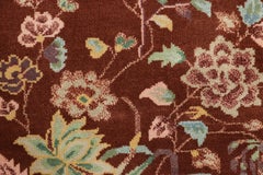 Rug & Kilim’s Chinese Art Deco Style Rug in Brown with Floral Patterns