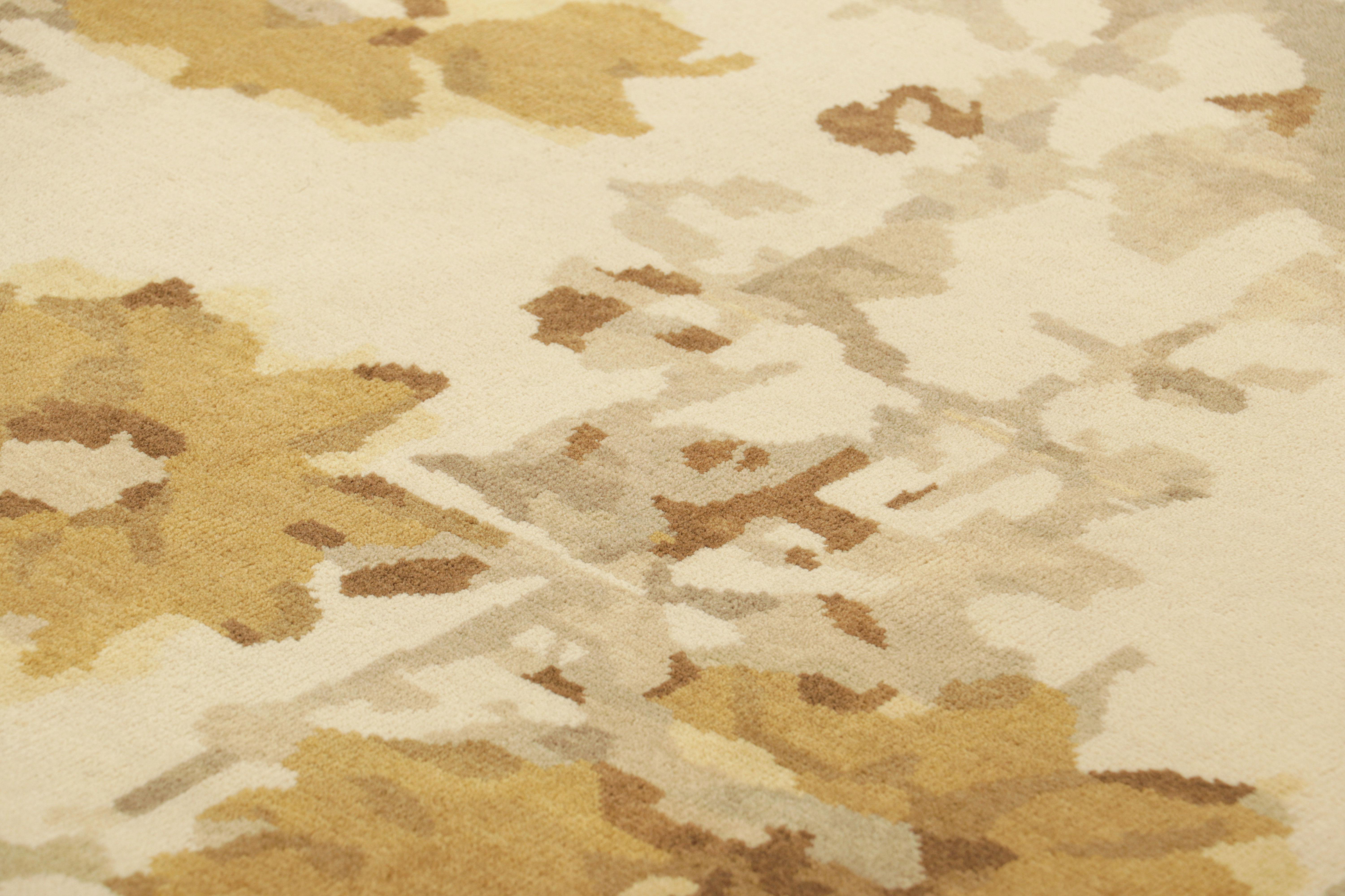 Made with hand-knotted wool, this 3x4 contemporary rug represents a bold and exciting new line in Rug & Kilim’s Chinese Art Deco rug collection—among the first of the “Komorebi” design series and its unique approach to the 1920s Chinoiserie