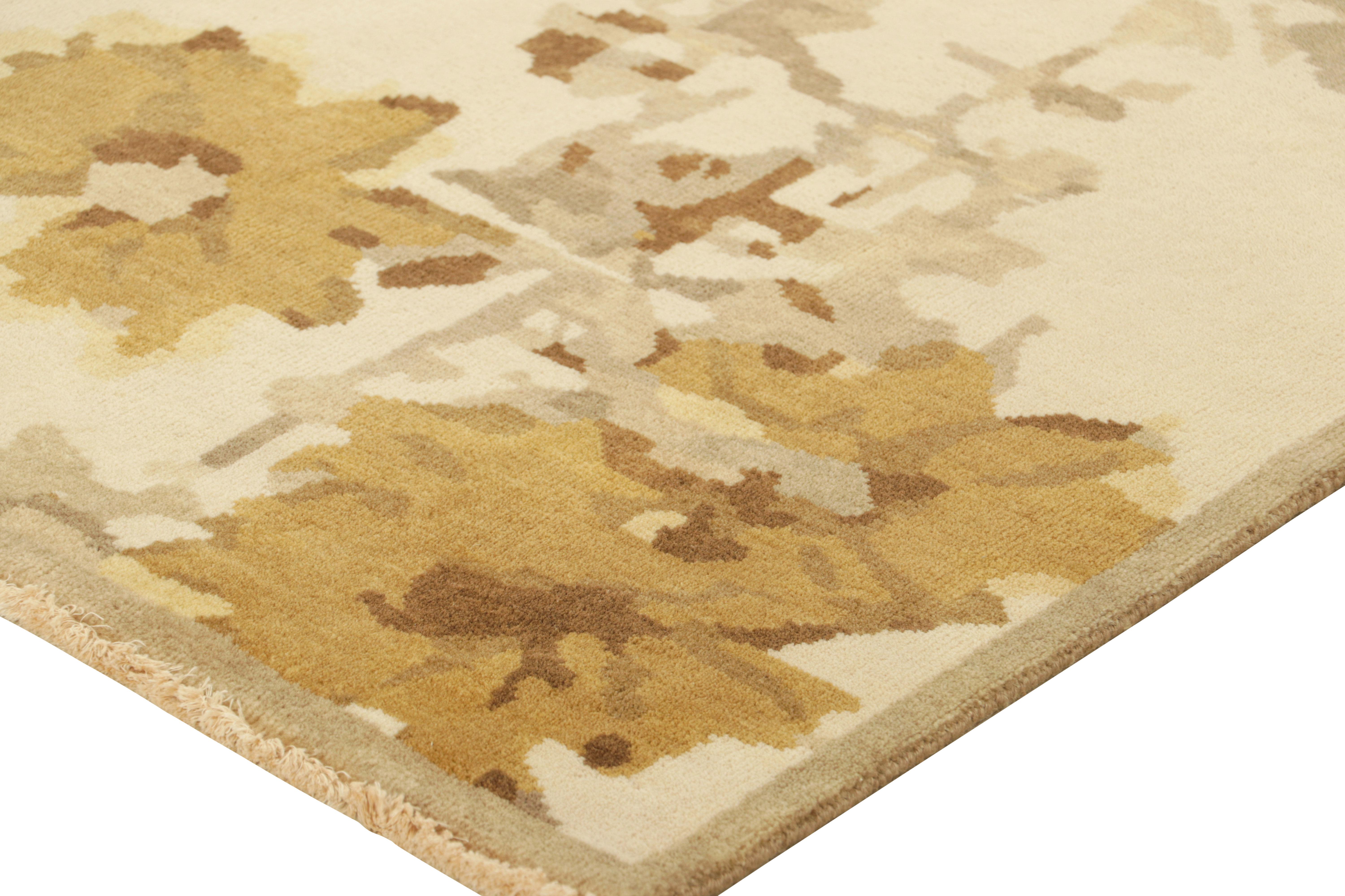 Contemporary Rug & Kilim’s Chinese Art Deco Style Rug in Cream with Floral Pattern “Komorebi” For Sale