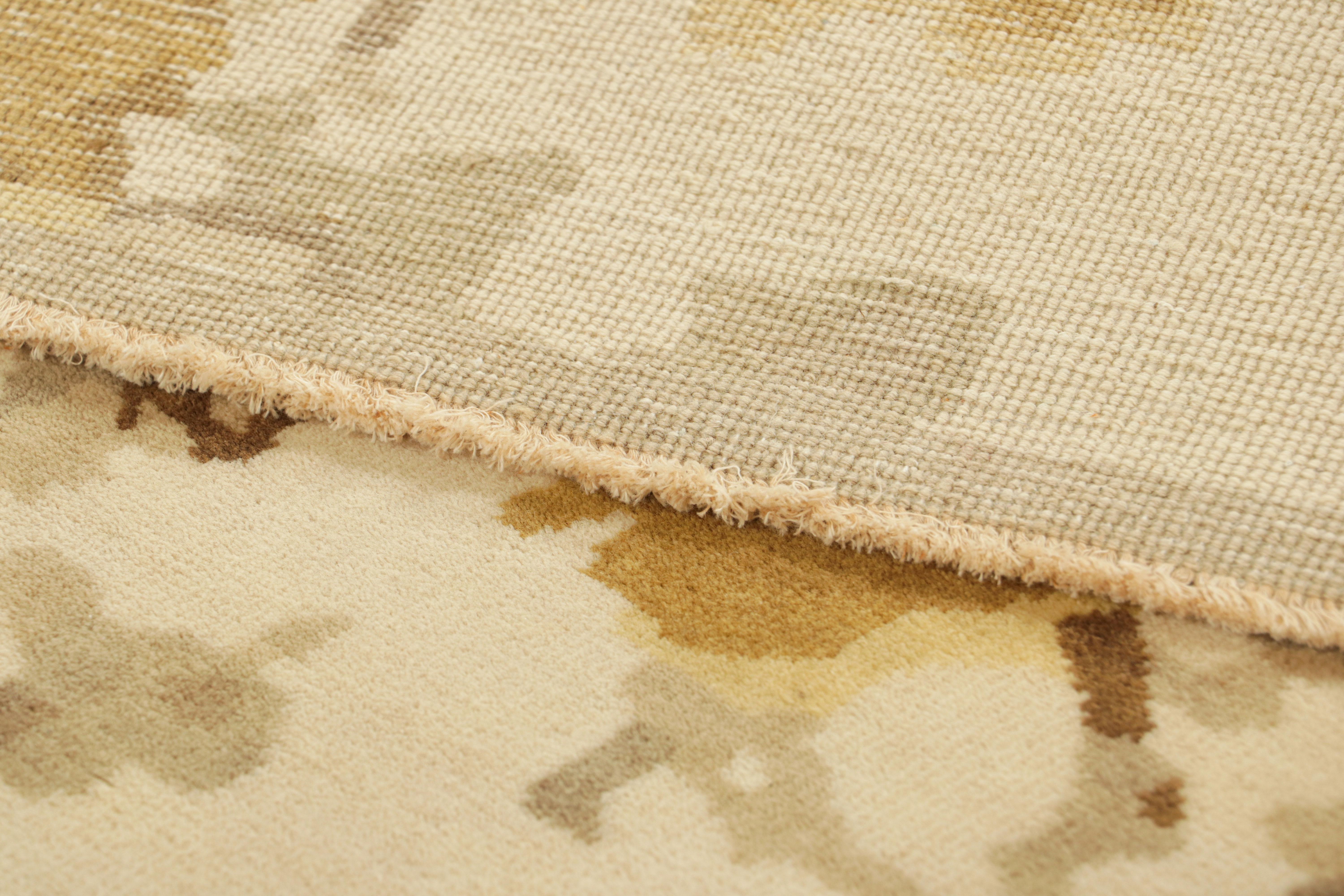 Wool Rug & Kilim’s Chinese Art Deco Style Rug in Cream with Floral Pattern “Komorebi” For Sale
