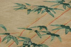 Rug & Kilim’s Chinese Art Deco Style Rug in Gold with Bamboo Floral Patterns