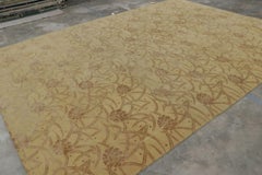 Rug & Kilim’s Chinese Art Deco Style Rug in Gold with Beige-Brown Floral Pattern