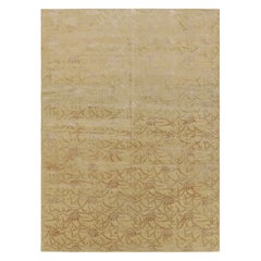 Rug & Kilim - Tappeto cinese in stile Art Deco in oro con motivo floreale beige-marrone