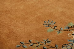 Rug & Kilim’s Chinese Art Deco Style Rug in Gold with Floral Patterns