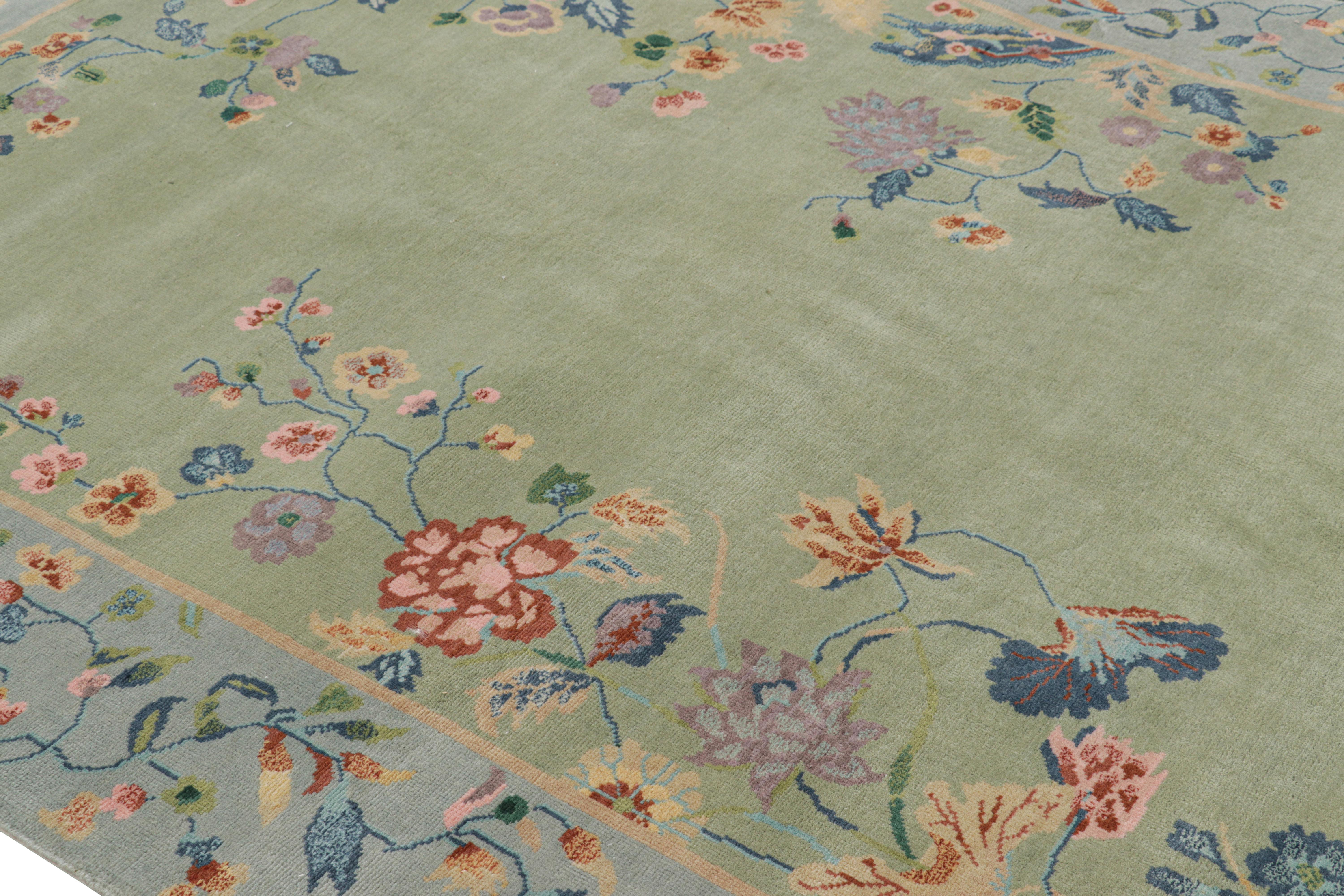 Hand-knotted in wool, this 6x9 rug by Rug & Kilim is a new addition to their Chinese Art Deco rug line. 

On the Design: 

Admirers of the craft will appreciate a subtle refinement in the texture, detail, and adaptation of this look in a current