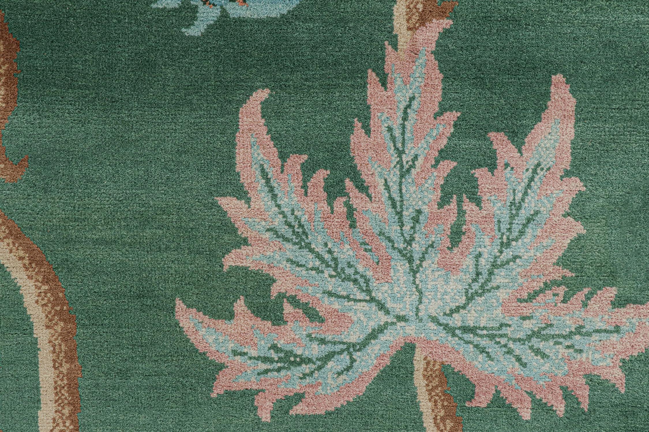 Chinesischer Teppich & Kelim im Art-déco-Stil in Grün mit Blumenmuster (21. Jahrhundert und zeitgenössisch) im Angebot