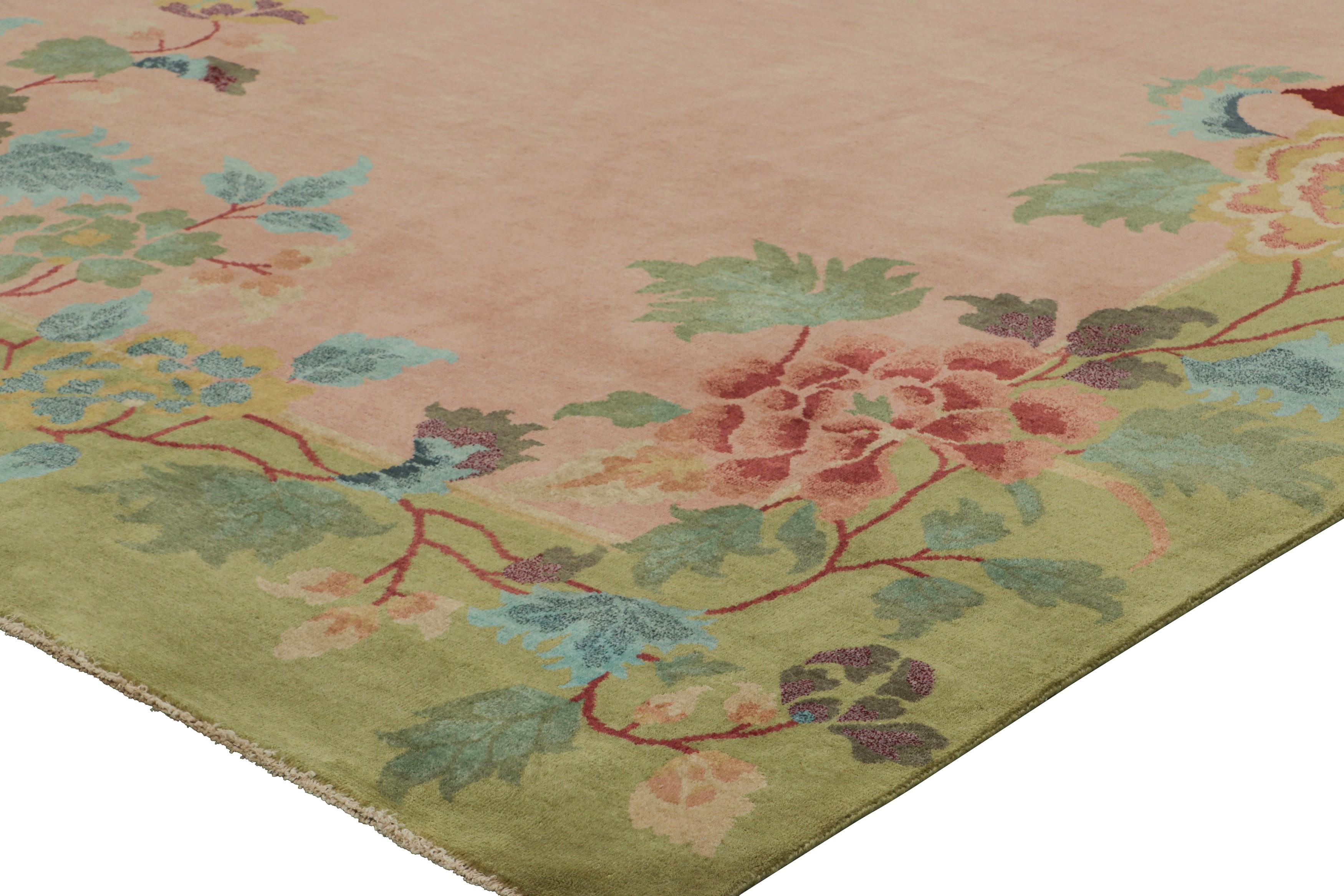 Rug & Kilim è un tappeto in stile Art Deco cinese di colore rosa con motivi floreali colorati In condizioni Nuovo in vendita a Long Island City, NY