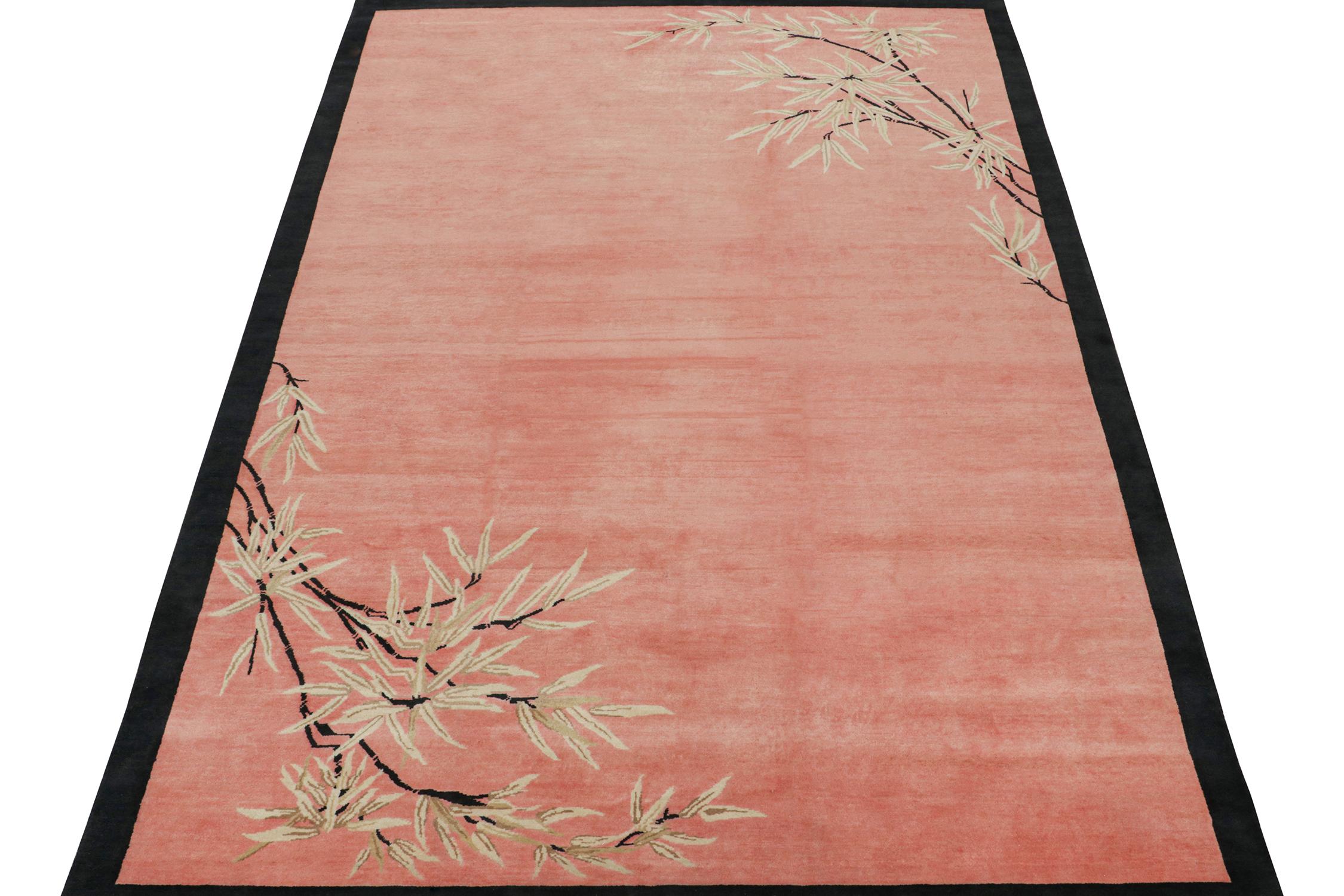 This 9x12 ode to Chinese Art Deco rugs is the next addition to Rug & Kilim's inspired new Deco Collection. 

Further On the Design:

The piece enjoys an emphasis on a warm pink background with finely detailed floral patterns within. Connoisseurs