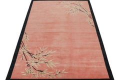 Rug & Kilim's Chinese Art Deco Style Rug in Pink with Floral Patterns
