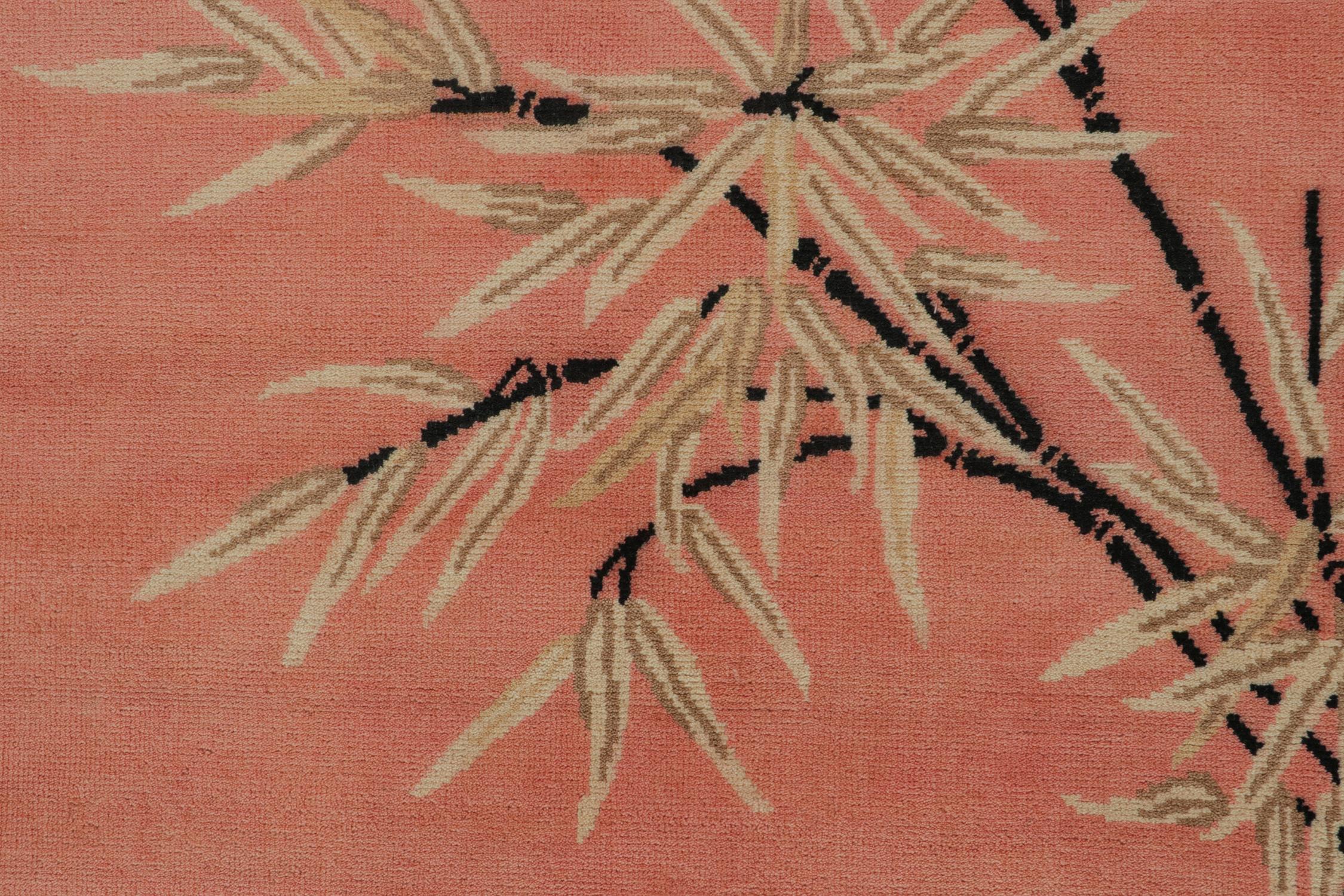 Indien Tapis et tapis Kilim de style Art Déco chinois en rose avec motifs floraux en vente
