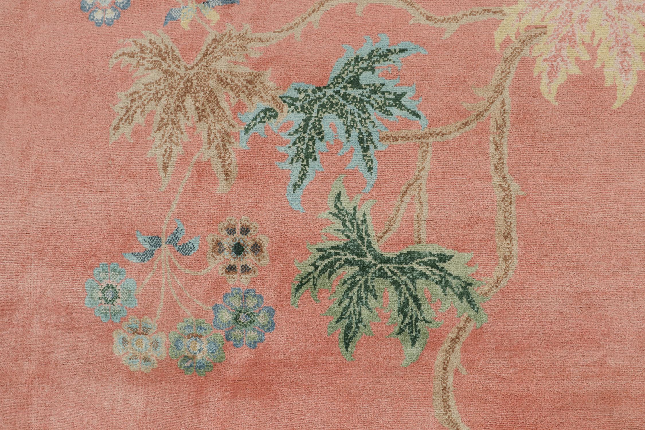 Chinesischer Teppich im Art-déco-Stil von Teppich & Kilim''s in Rosa mit Blumenmuster im Zustand „Neu“ im Angebot in Long Island City, NY