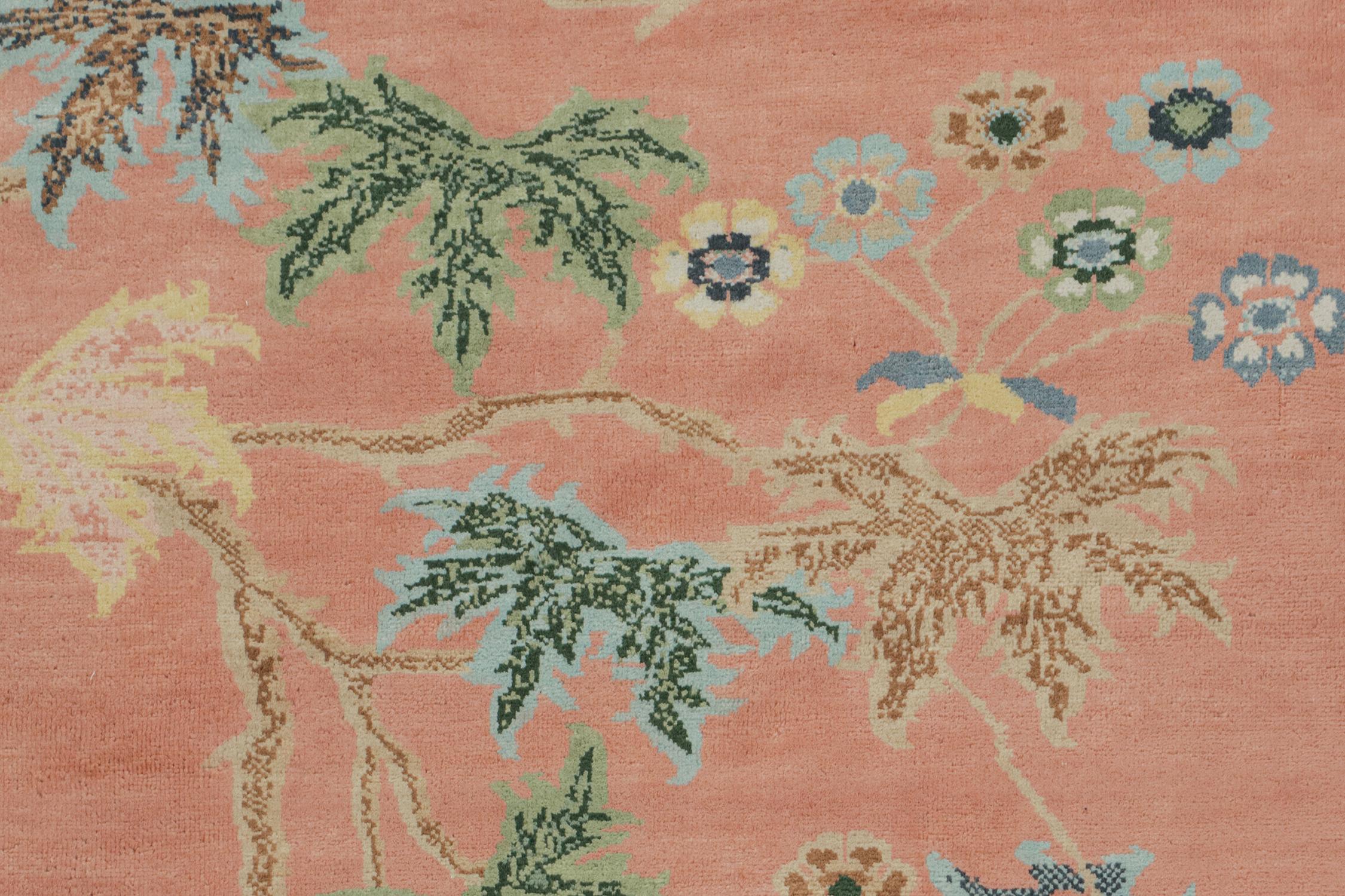 Rug & Kilims chinesischer Teppich im Art-Déco-Stil in Rosa mit floralen Mustern im Zustand „Neu“ im Angebot in Long Island City, NY