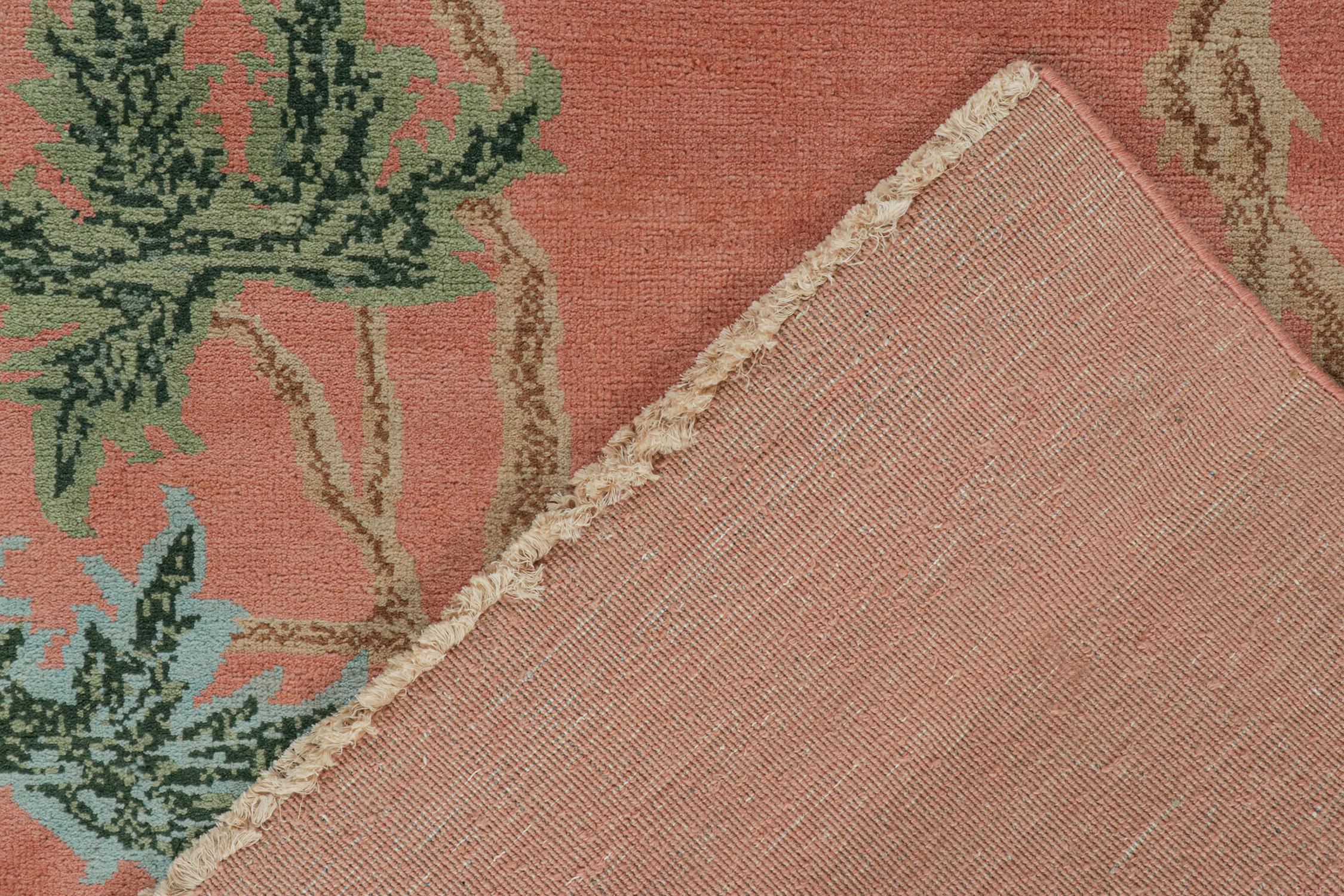 Rug & Kilims chinesischer Teppich im Art-Déco-Stil in Rosa mit floralen Mustern (21. Jahrhundert und zeitgenössisch) im Angebot